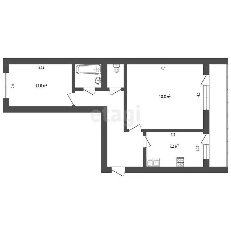 2-комнатная квартира: Томск, посёлок Степановка, Ботанический ... - Фото 1