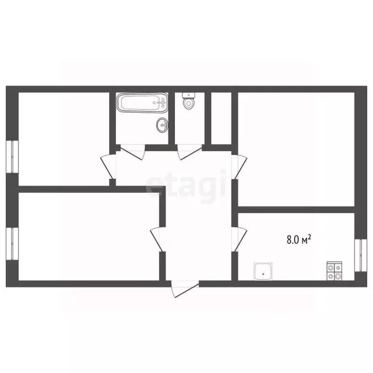 3-к кв. Вологодская область, Вожега рп ул. Хватова, 7 (60.3 м) - Фото 1