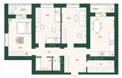 3-к кв. Самарская область, Волжский район, Смышляевка городское ... - Фото 1