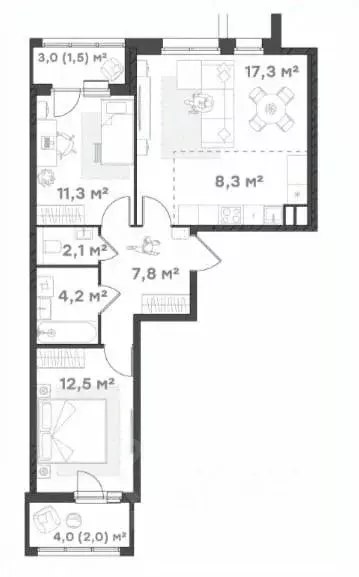 2-к кв. Ярославская область, Ярославль Тутаевское ш., 93Б (66.7 м) - Фото 1