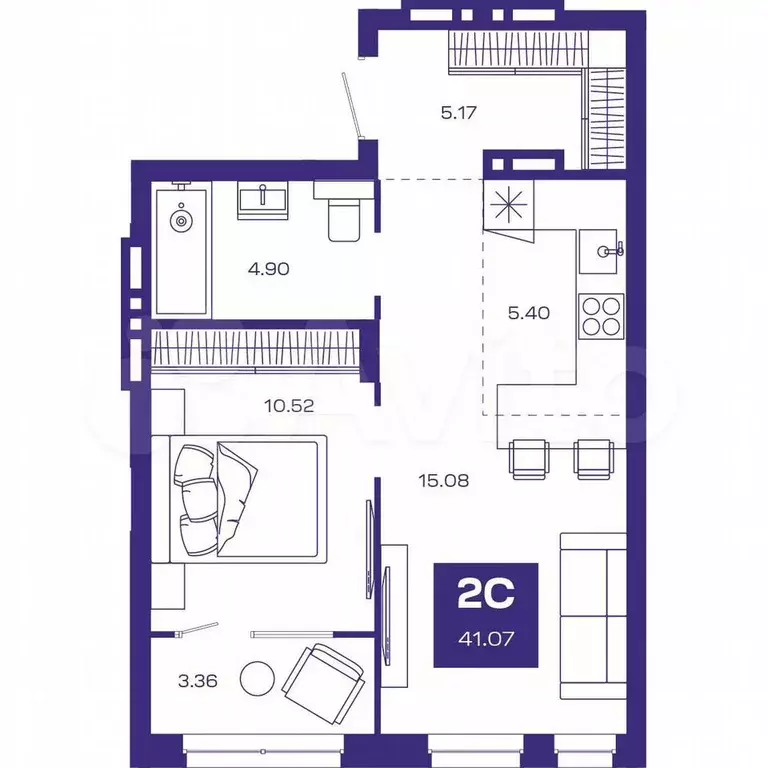 2-к. квартира, 42,5 м, 7/8 эт. - Фото 0