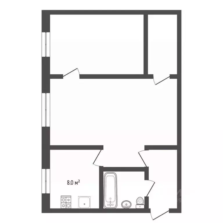 2-к кв. Тюменская область, Тюмень ул. Карла Маркса, 123 (41.3 м) - Фото 1
