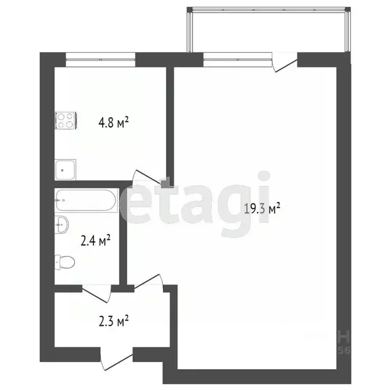 1-к кв. Тверская область, Тверь Петербургское ш., 63 (30.3 м) - Фото 2
