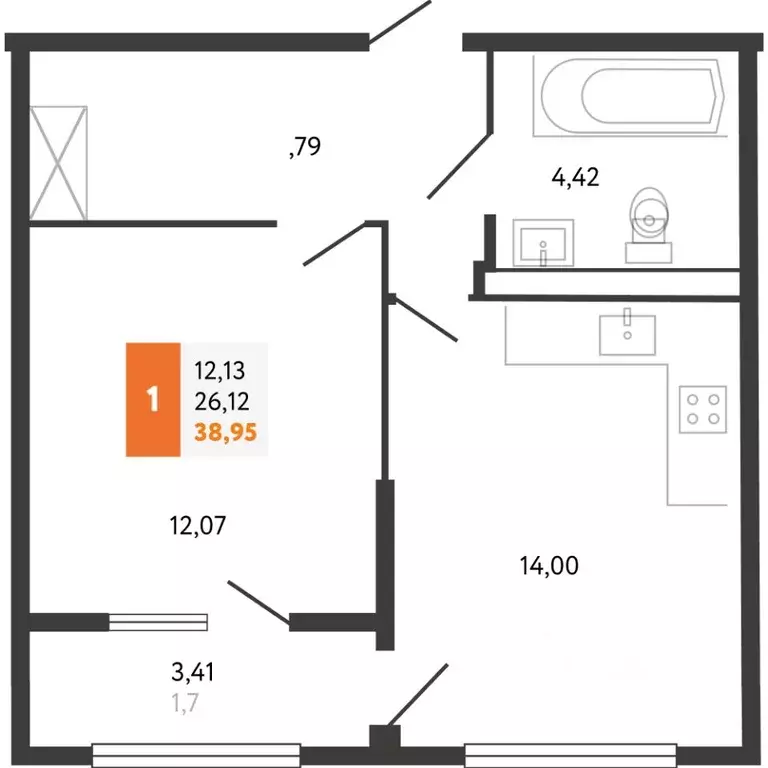 1-к кв. Краснодарский край, Новороссийск Мысхакское ш., 59Б (40.0 м) - Фото 1