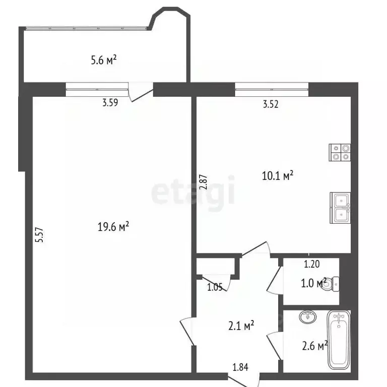 1-к кв. Самарская область, Самара Белорусская ул., 36 (38.3 м) - Фото 1