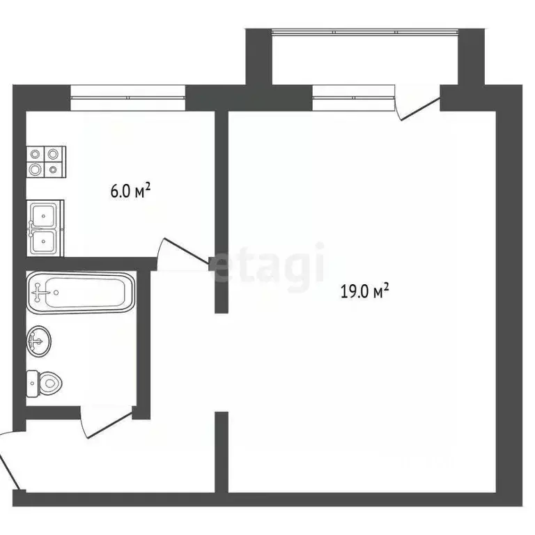 1-к кв. Хабаровский край, Хабаровск ул. Профессора М.П. Даниловского, ... - Фото 2