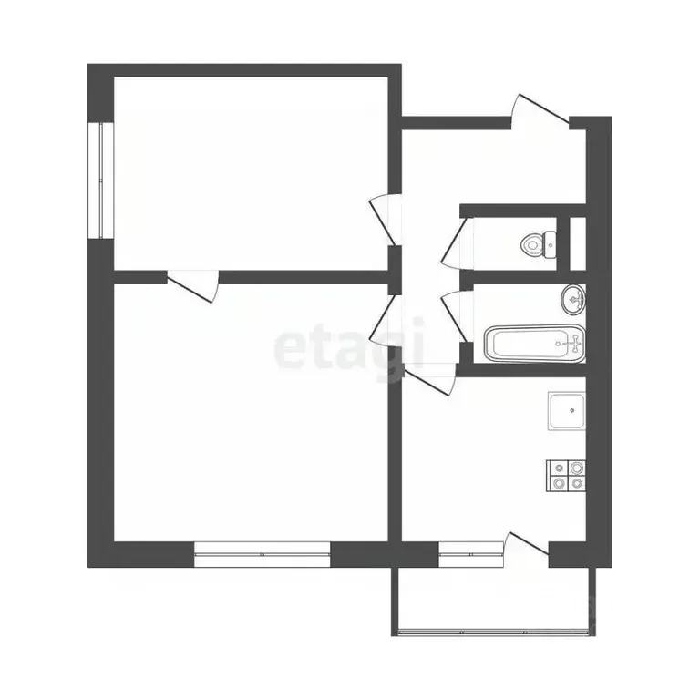 2-к кв. Смоленская область, Смоленск ул. Попова, 100 (32.0 м) - Фото 0
