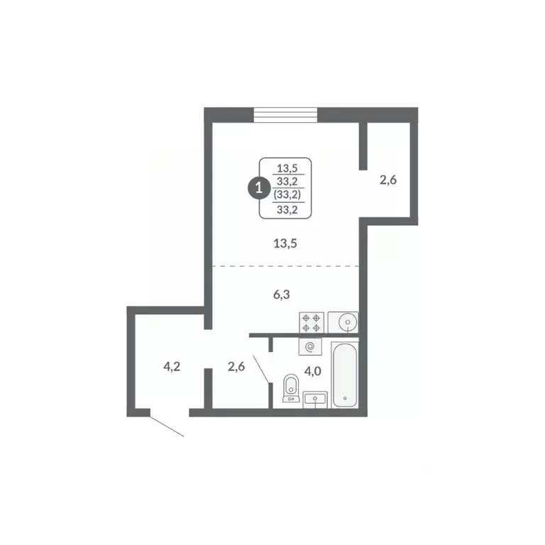 Студия Кировская область, Киров ул. Потребкооперации, 34 (33.2 м) - Фото 1