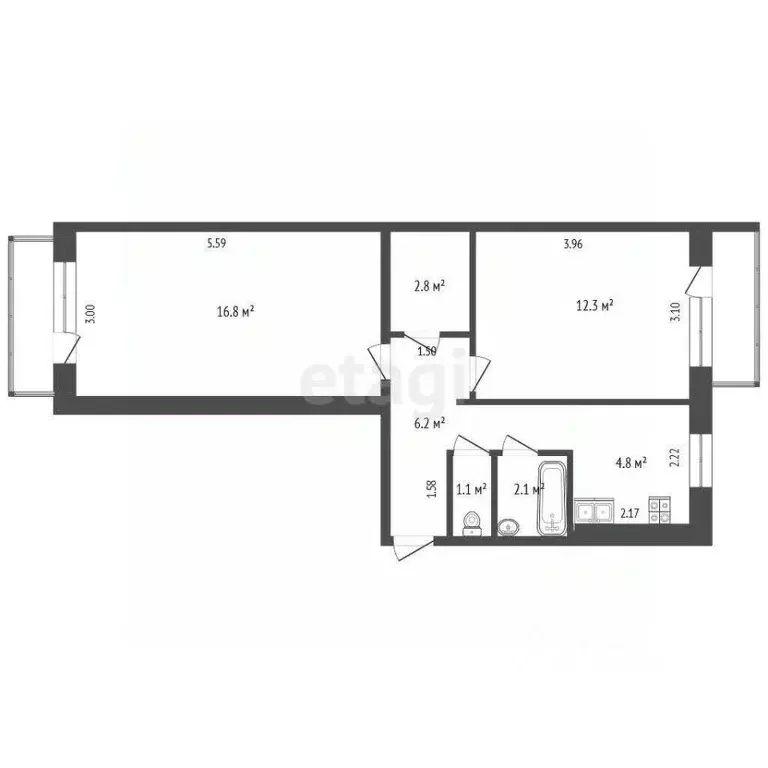 2-к кв. Ямало-Ненецкий АО, Ноябрьск ул. Ленина, 19 (46.0 м) - Фото 0