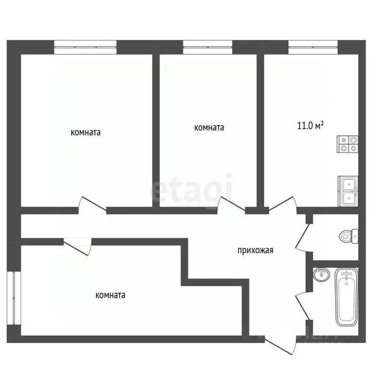 3-к кв. Ямало-Ненецкий АО, Муравленко ул. Дружбы Народов, 74А (76.0 м) - Фото 2
