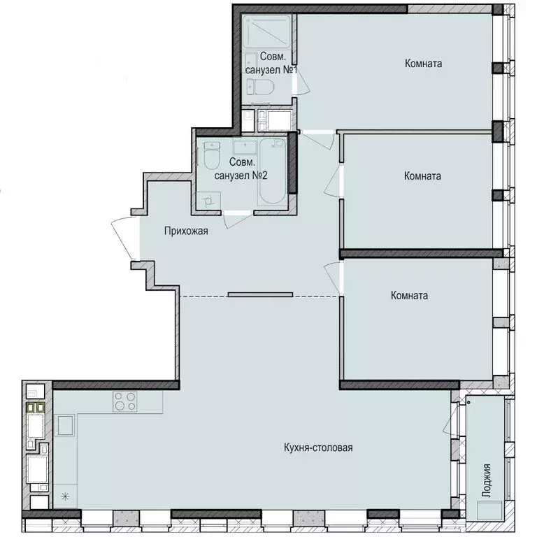 3-комнатная квартира: Казань, жилой район Седьмое Небо, ЖК Унай (93.2 ... - Фото 0