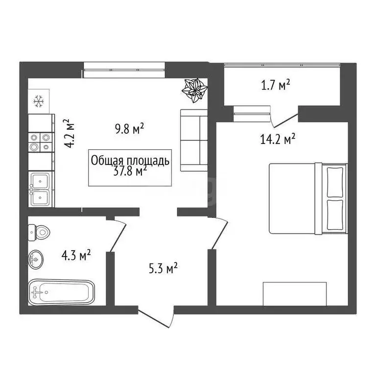 2-комнатная квартира: Новосибирск, Покатная улица, 55Б (38 м) - Фото 0