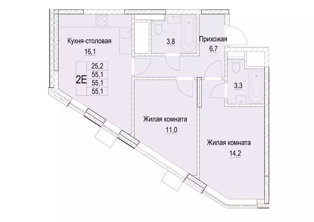 2-к кв. Московская область, Мытищи ул. Академика Каргина, 26А (55.1 м) - Фото 0
