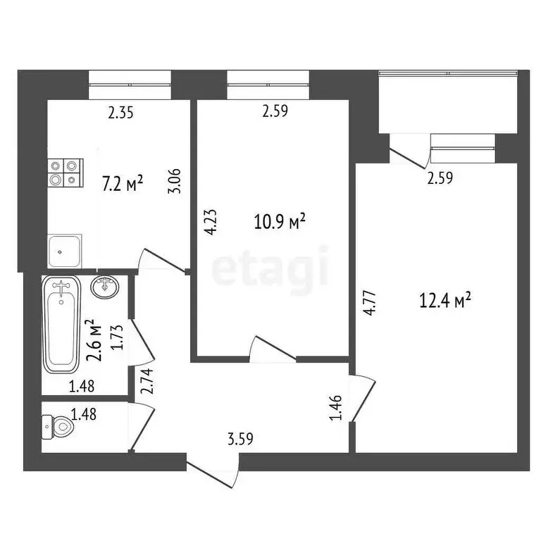 2-комнатная квартира: Выкса, улица Слепнёва, 13к2 (40.4 м) - Фото 0