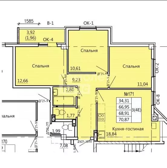 4-к кв. Курская область, Курск Театральная ул., 14 (70.87 м) - Фото 1