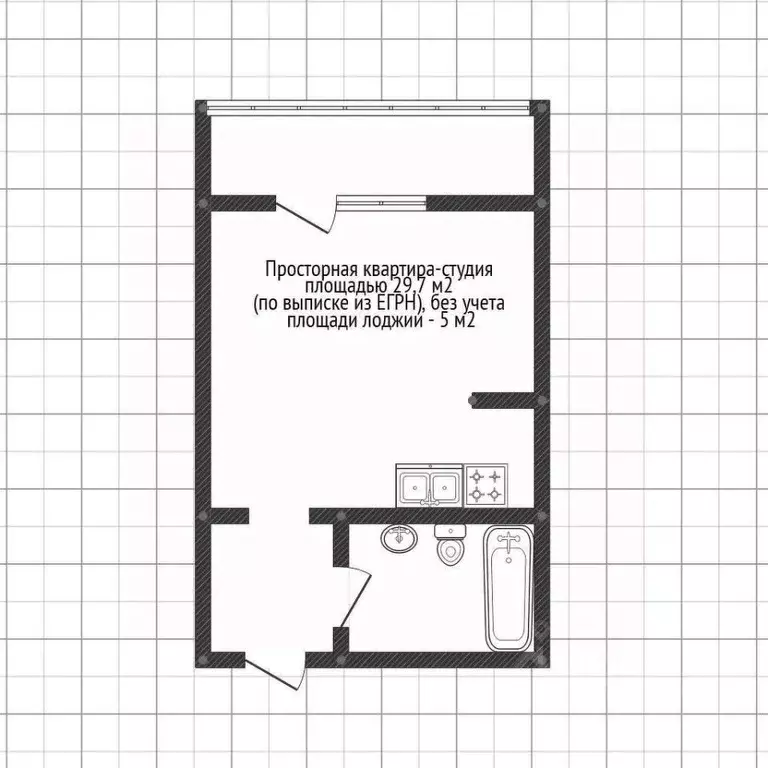 Студия Краснодарский край, Краснодар ул. Домбайская, 10/1к2 (29.7 м) - Фото 2