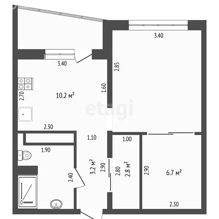 1-комнатная квартира: Тюмень, улица Павла Шарова, 1к1 (40.7 м) - Фото 1