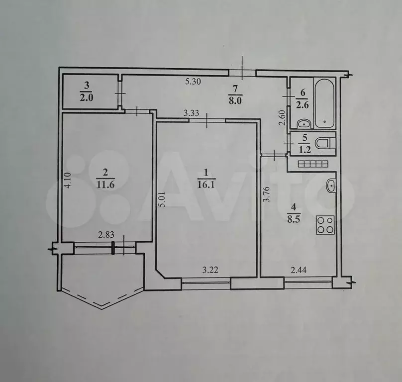 2-к. квартира, 50 м, 2/9 эт. - Фото 0