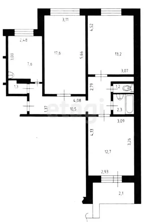 3-комнатная квартира: Тольятти, 12-й квартал, бульвар Гая, 2 (64.4 м) - Фото 1