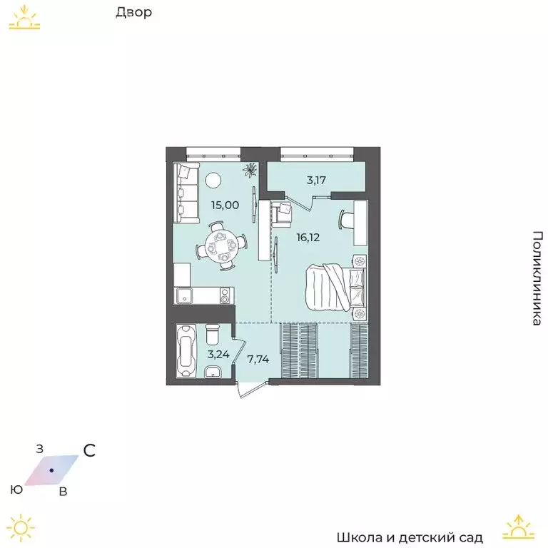 1-комнатная квартира: Иркутский муниципальный округ, рабочий посёлок ... - Фото 1