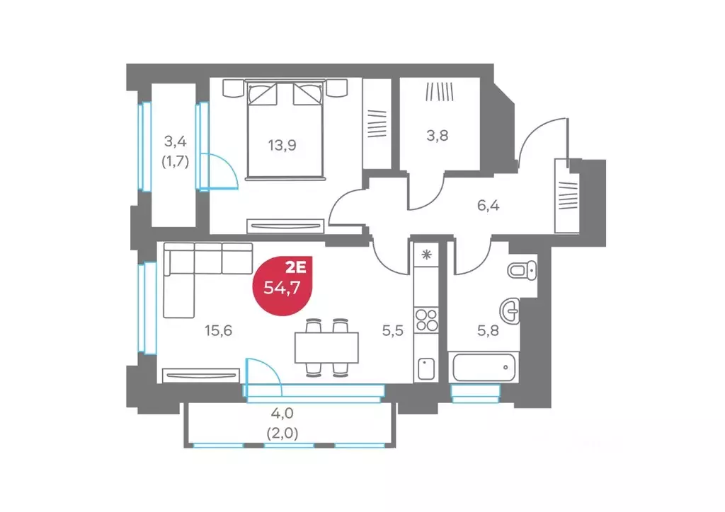 2-к кв. Пермский край, Пермь Советская ул., 16 (54.7 м) - Фото 1