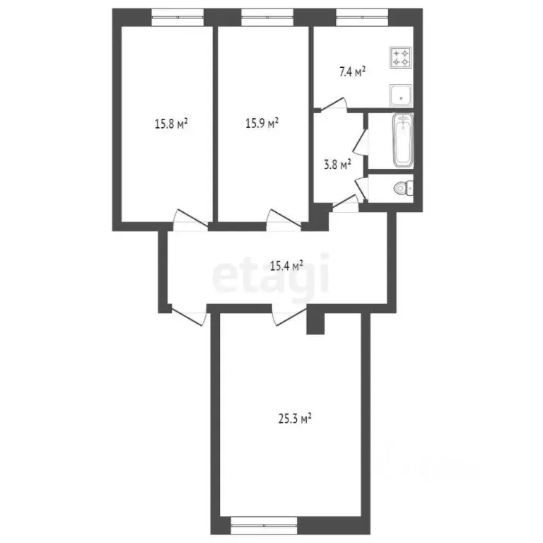 3-к кв. Красноярский край, Красноярск городской округ, Березовка ... - Фото 2
