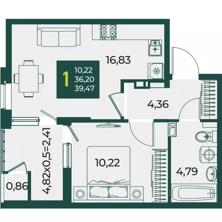 1-к кв. Краснодарский край, Краснодар Образцово мкр,  (39.47 м) - Фото 1