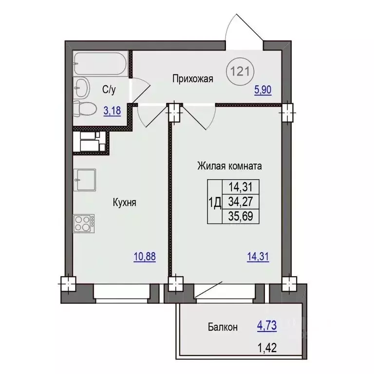 1-к кв. Псковская область, Псковский район, Завеличенская волость, д. ... - Фото 1