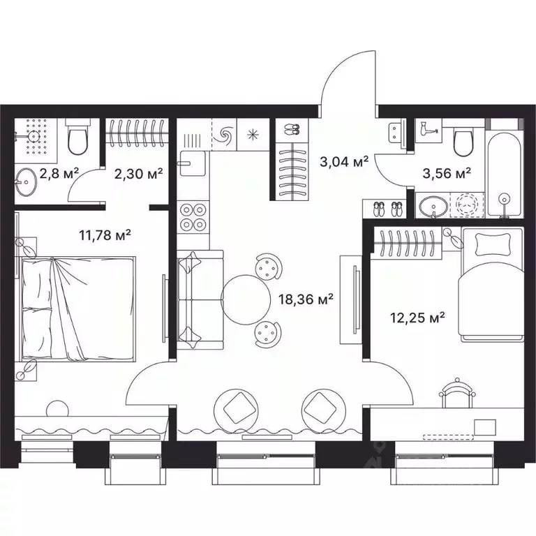 2-к кв. Владимирская область, Киржач ул. Свердлова, 10А (54.0 м) - Фото 0