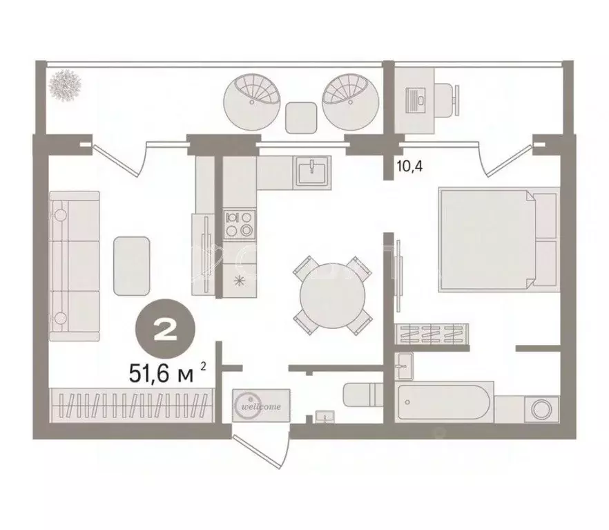 2-к кв. Тюменская область, Тюмень ул. Мельникайте, 113 (46.0 м) - Фото 1