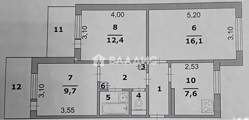 3-к кв. Белгородская область, Белгород Левобережная ул., 12 (57.6 м) - Фото 2