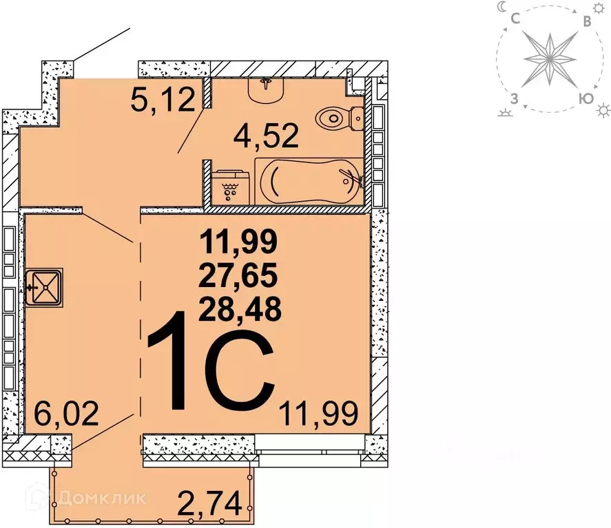 Продаётся квартира-студия, 28.6 м - Фото 0