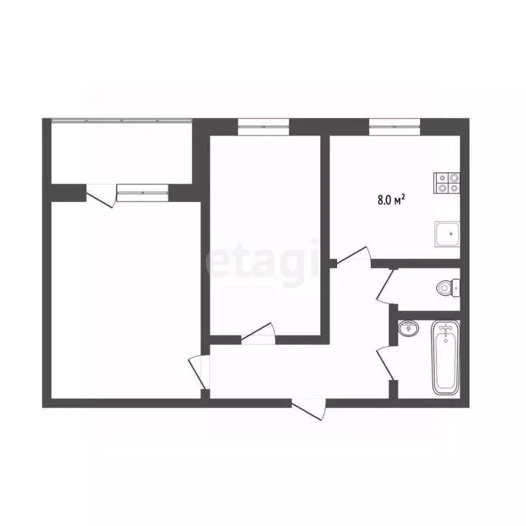 2-к кв. Коми, Усинск Воркутинская ул., 39 (47.4 м) - Фото 1