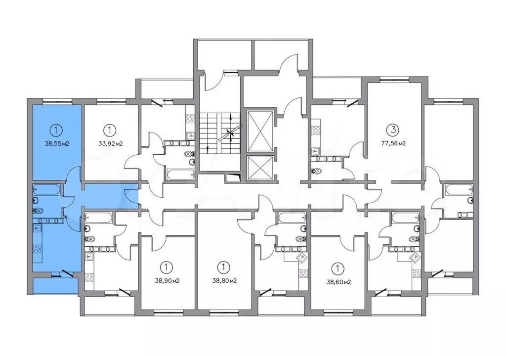 1-к. квартира, 40 м, 13/17 эт. - Фото 0