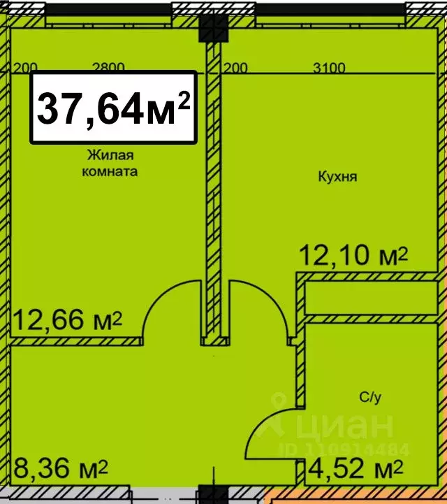 1-к кв. Ставропольский край, Ессентуки ул. Благодатная, 22к2 (37.64 м) - Фото 1