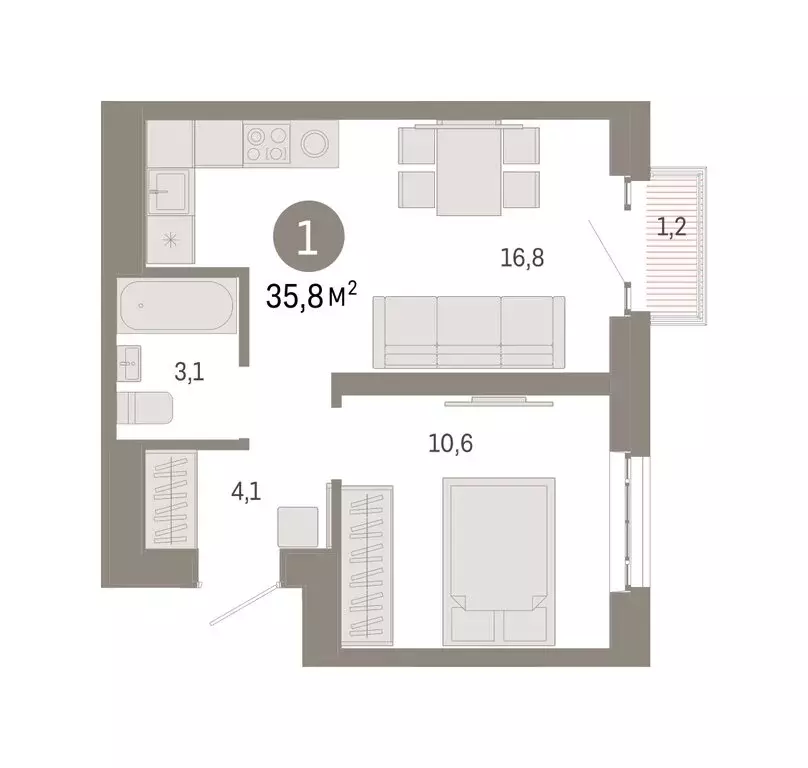 1-комнатная квартира: Москва, жилой комплекс Квартал Метроном (35.8 м) - Фото 0