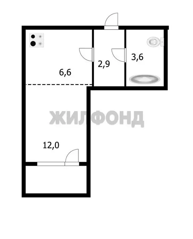 Квартира-студия: Мочищенский сельсовет, посёлок Озёрный, микрорайон ... - Фото 1