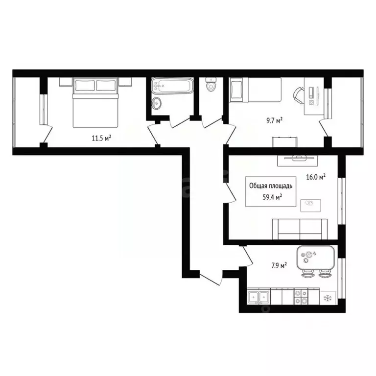3-к кв. Новосибирская область, Новосибирск Выборная ул., 108 (59.4 м) - Фото 2