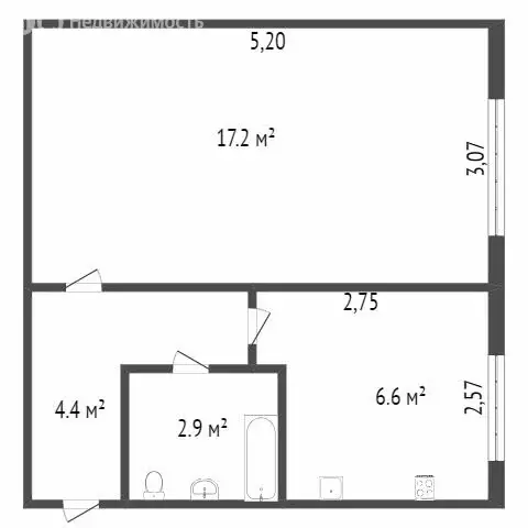 1-комнатная квартира: Омск, посёлок Амурский, улица Багратиона, 29В ... - Фото 1