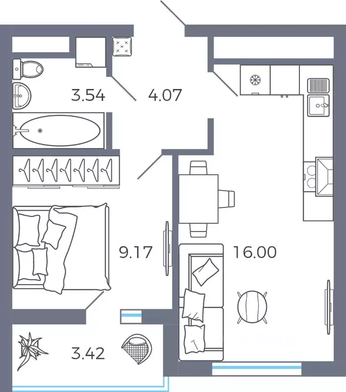 1-к кв. Самарская область, Волжский район, Лопатино с/пос, пос. ... - Фото 1