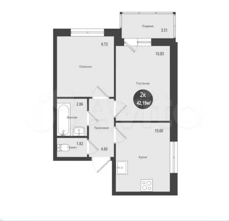 2-к. квартира, 45 м, 4/20 эт. - Фото 0