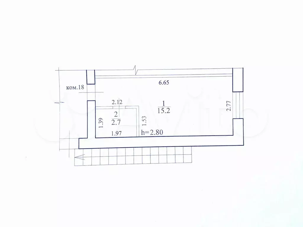 Квартира-студия, 18 м, 2/2 эт. - Фото 1