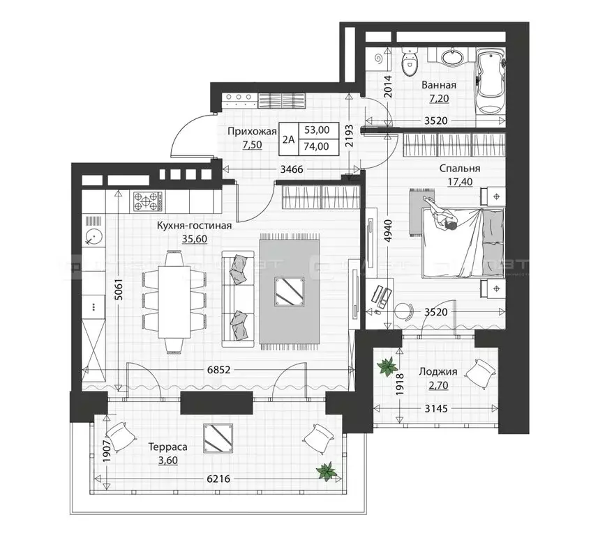 2-комнатная квартира: Казань, Московская улица, 30 (73 м) - Фото 1