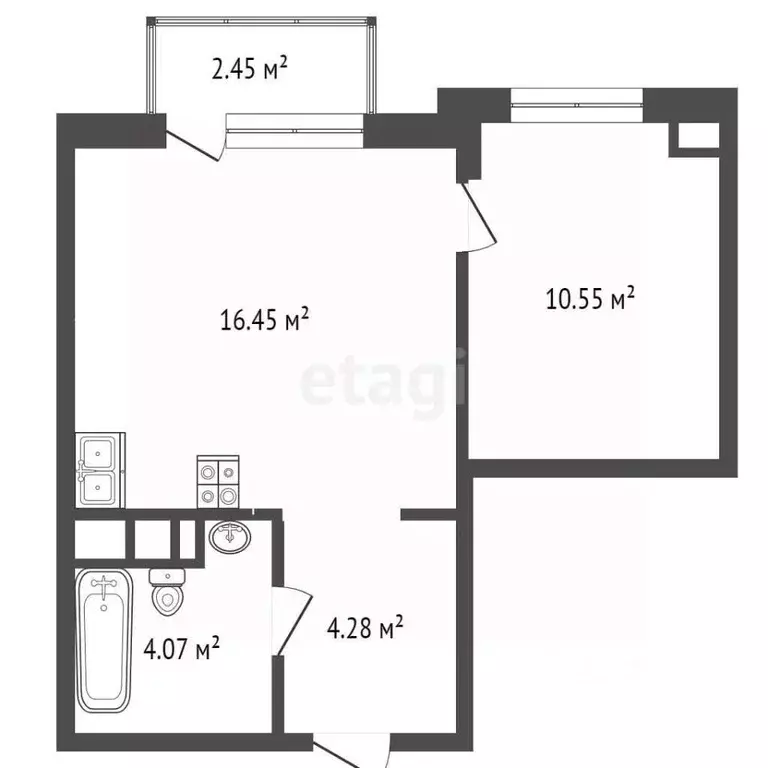 1-к кв. Тюменская область, Тюмень ул. Новоселов, 92 (37.8 м) - Фото 1