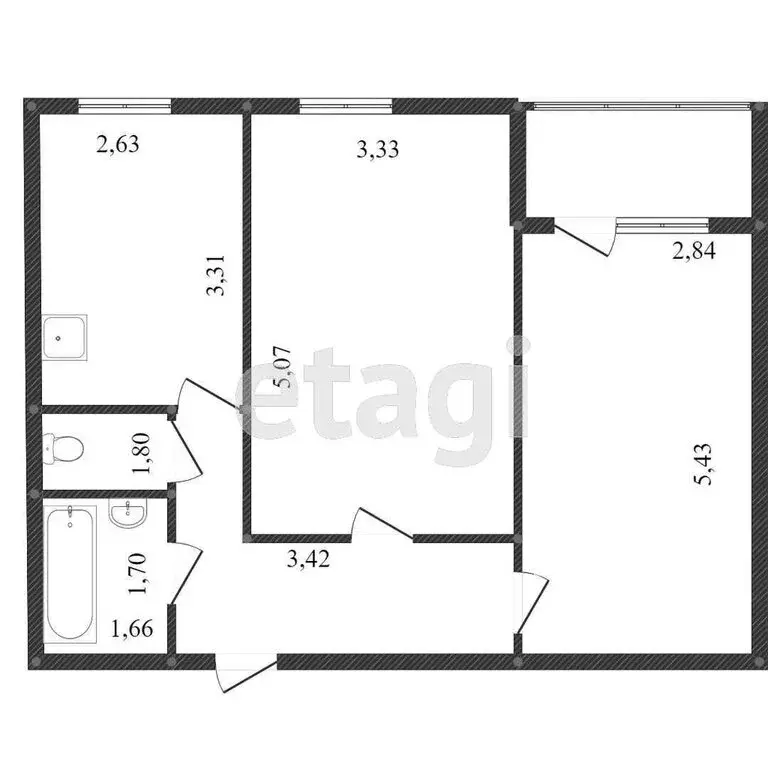 2-комнатная квартира: Ишим, Большая улица, 181 (52.1 м) - Фото 1