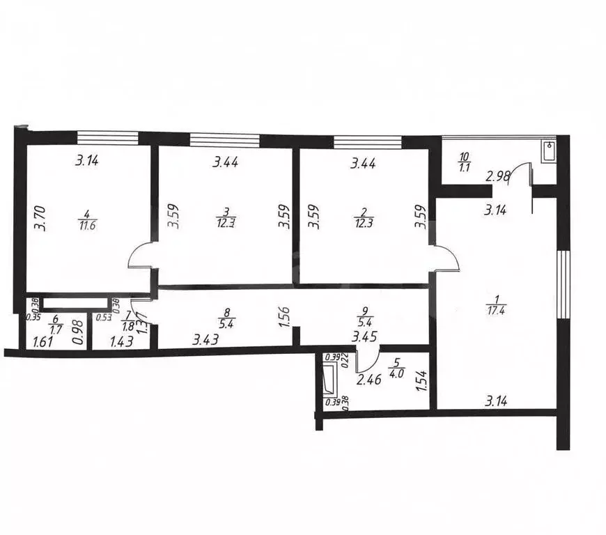 3-комнатная квартира: Казань, улица Александра Курынова, 6к1 (71.8 м) - Фото 1
