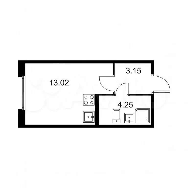 Квартира-студия, 20,4 м, 2/9 эт. - Фото 0