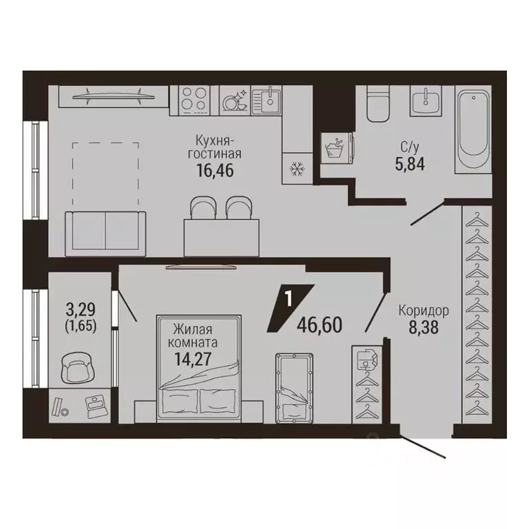 1-к кв. Свердловская область, Екатеринбург Центральный жилрайон, Дом 7 ... - Фото 2