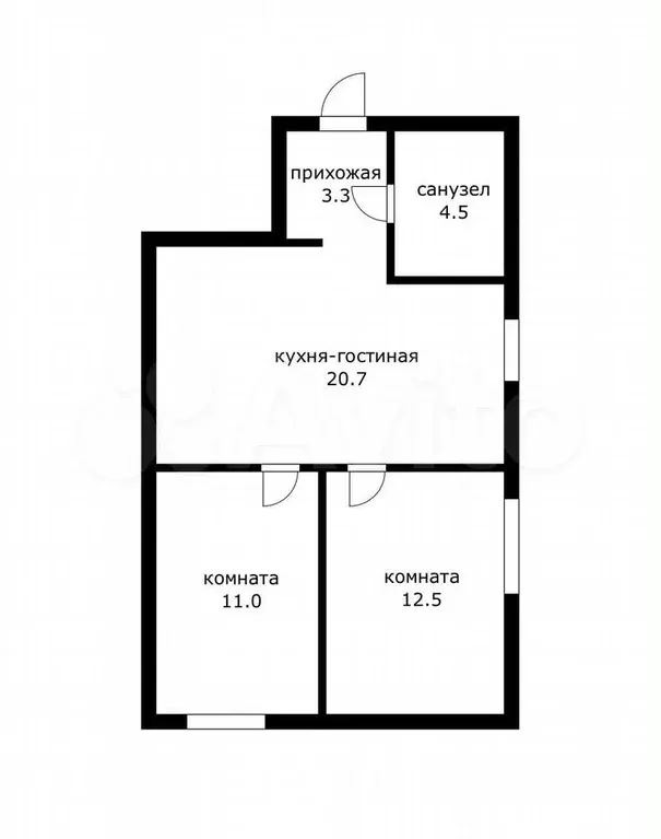 2-к. квартира, 52 м, 2/3 эт. - Фото 0