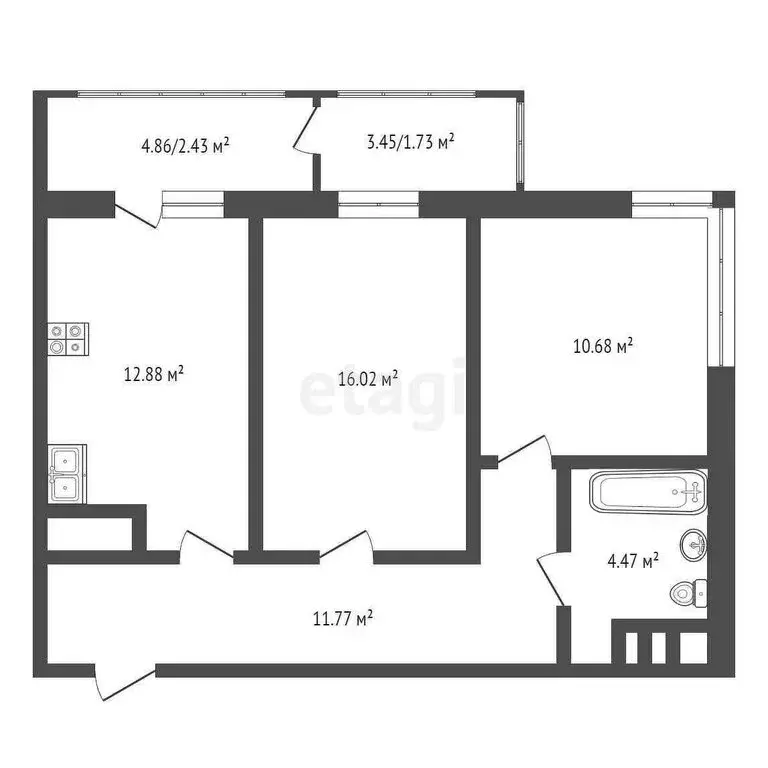 2-комнатная квартира: Туапсе, улица Портовиков, 39/2 (58 м) - Фото 0